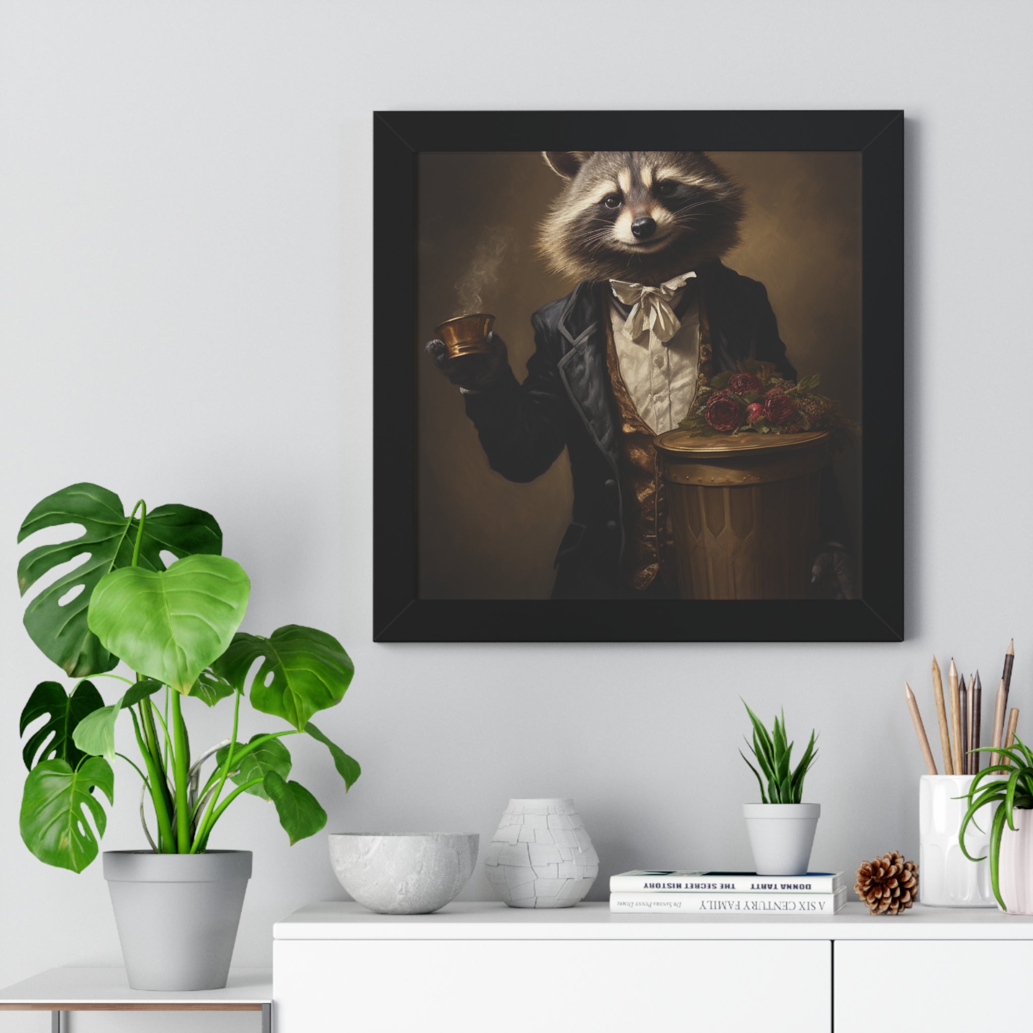 Stylish Raccoon trash panda Garbage Man Victorian Portrait - Vintage Style Animal Wall Art
