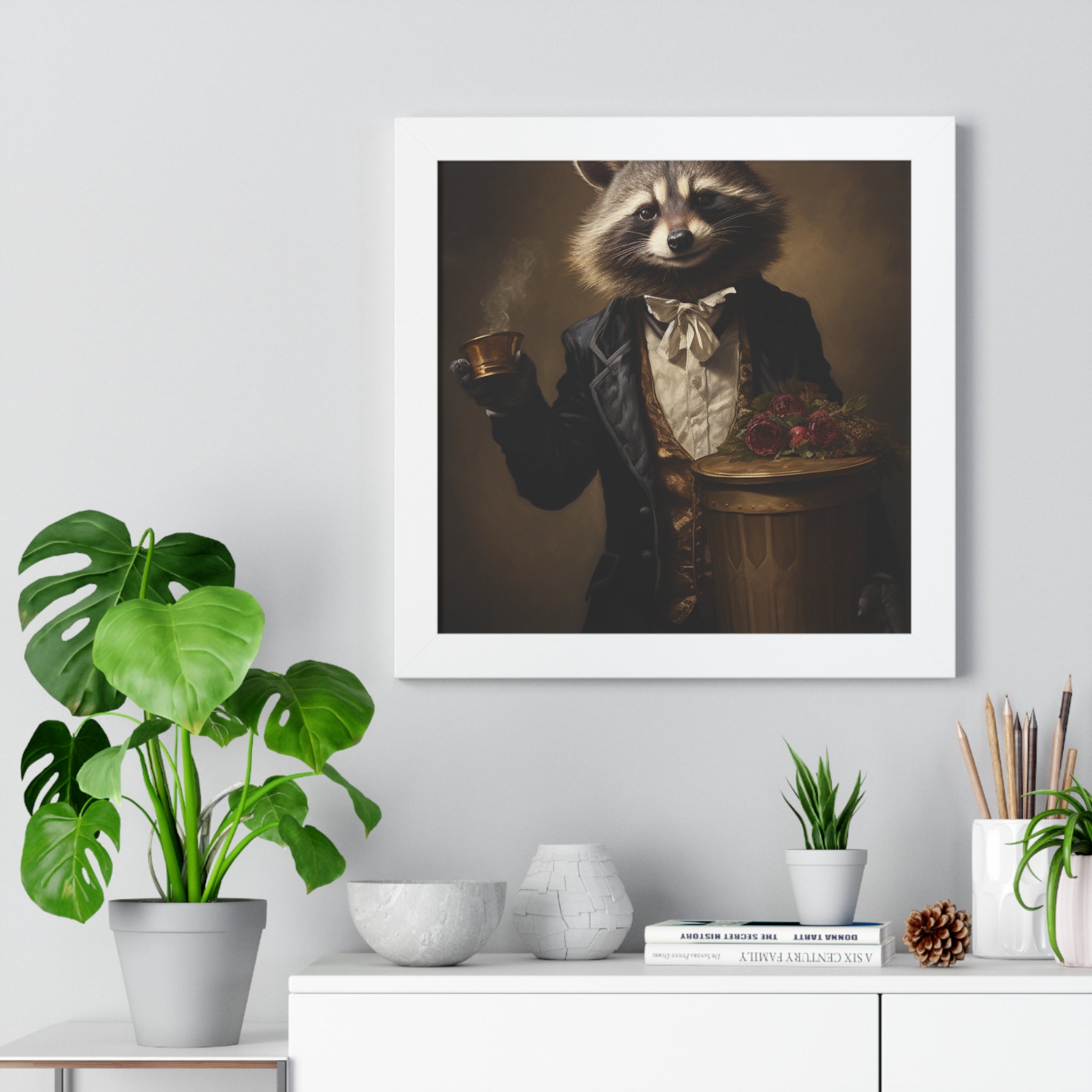 Stylish Raccoon trash panda Garbage Man Victorian Portrait - Vintage Style Animal Wall Art