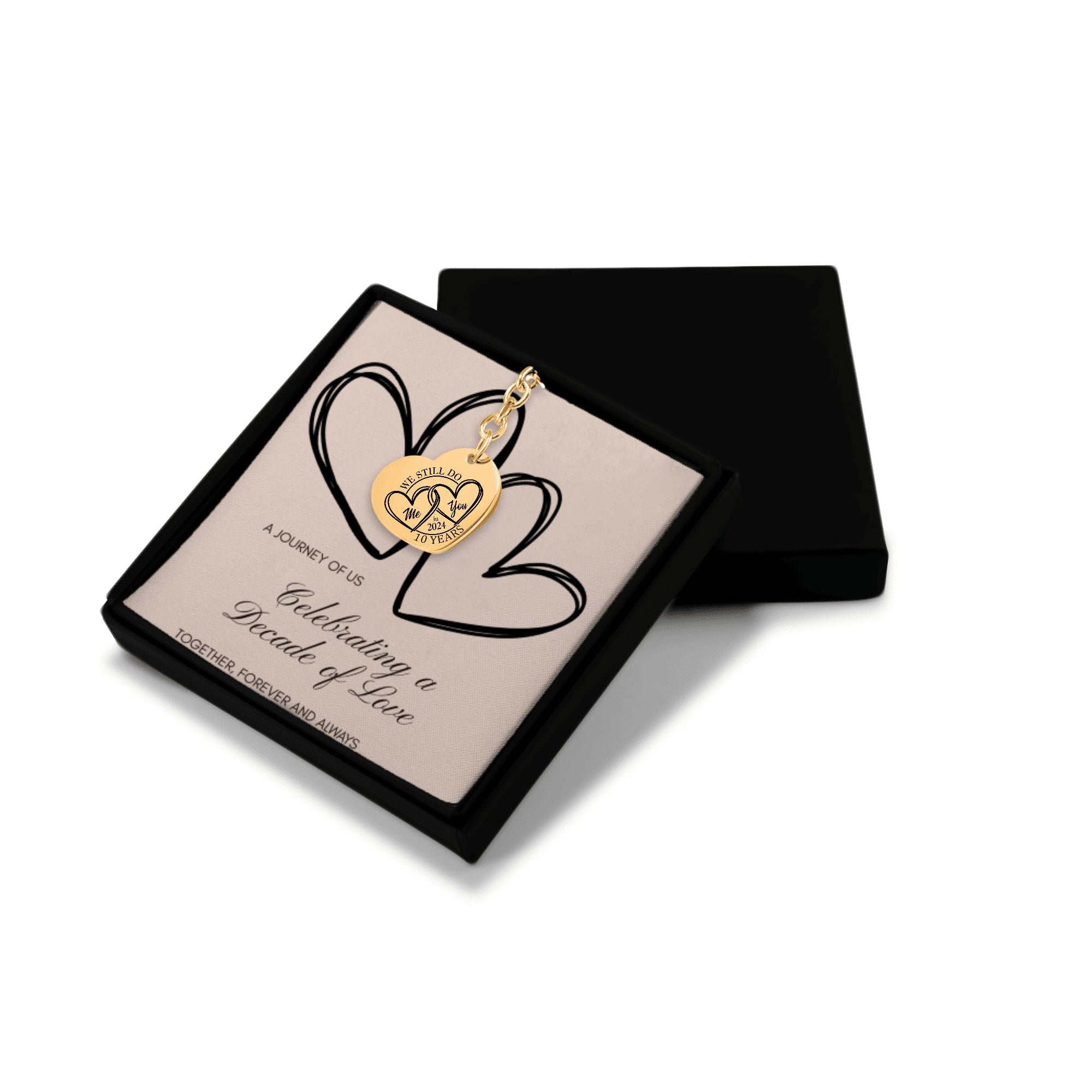10th Year Anniversary Heart Keychain
