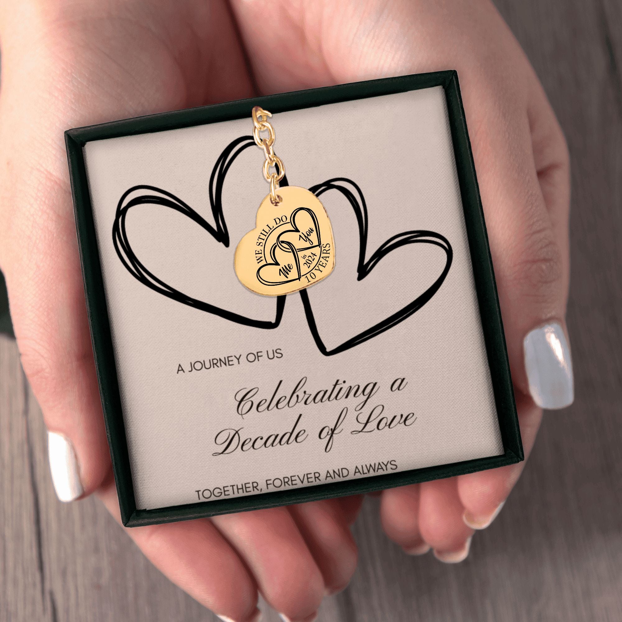 10th Year Anniversary Heart Keychain
