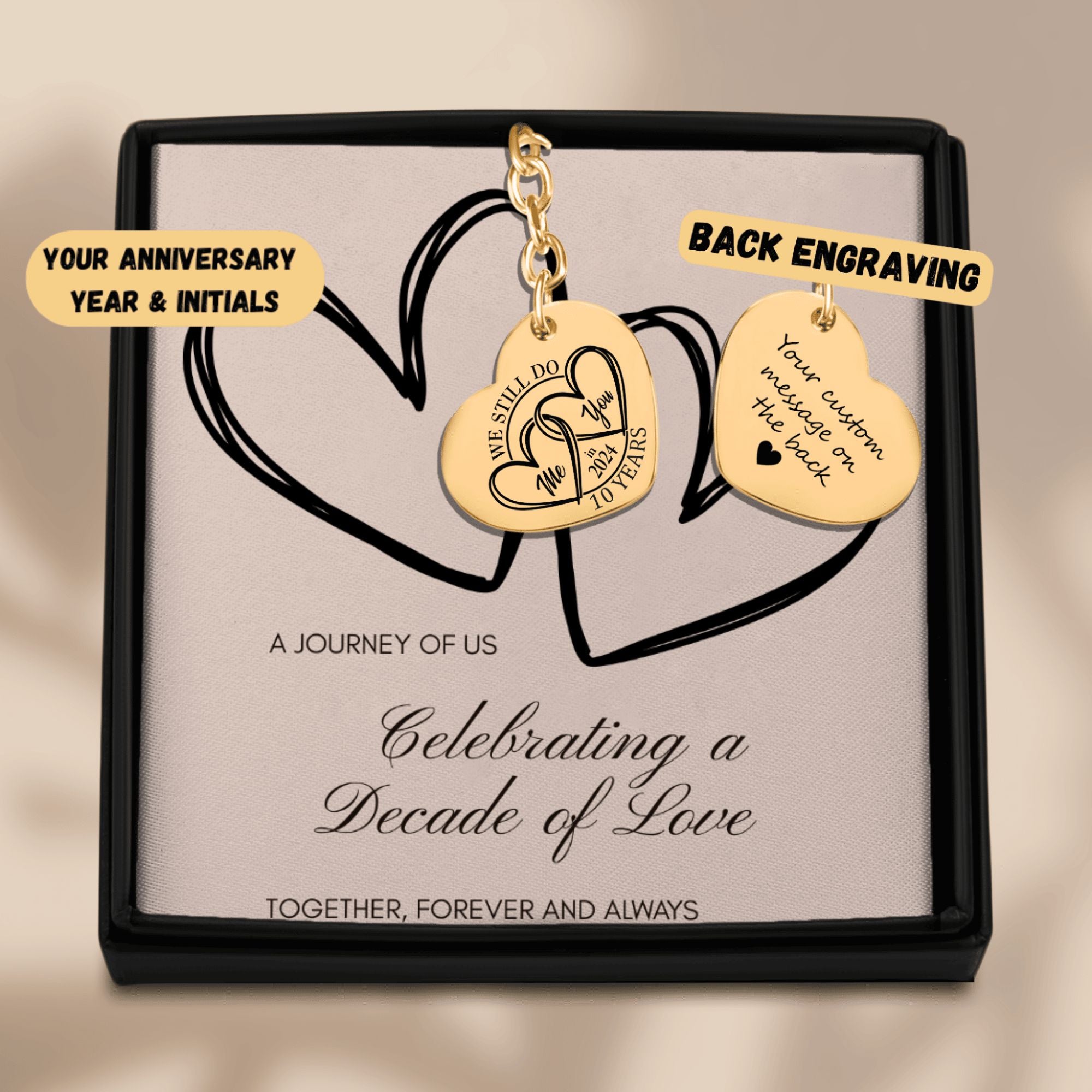 10th Year Anniversary Heart Keychain