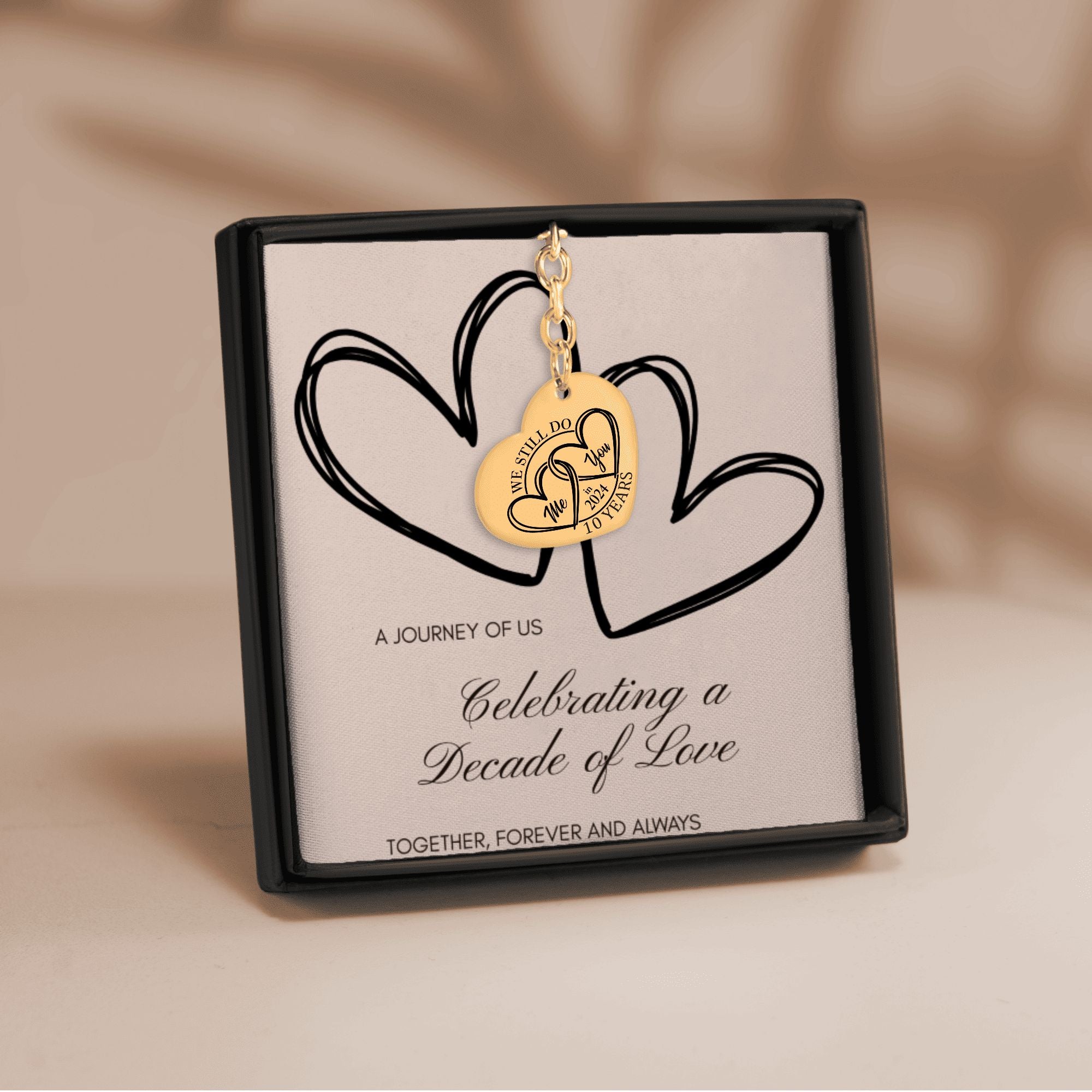 10th Year Anniversary Heart Keychain